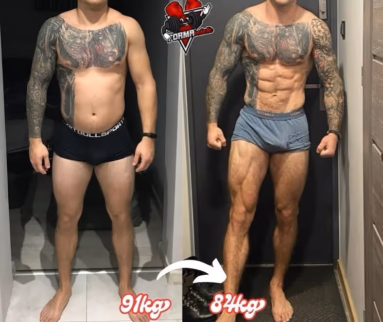 Zdjęcie męskiej przemiany podopiecznego trenera Marcina