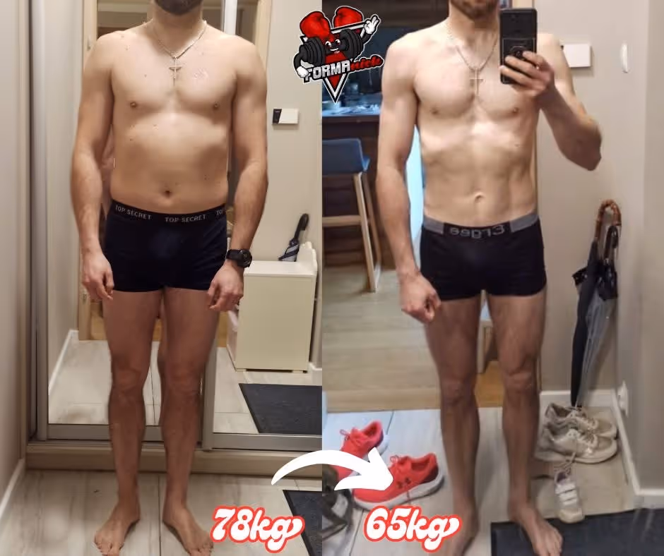 Zdjęcie męskiej przemiany podopiecznego trenera Marcina